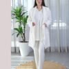 Rose Miss Ensemble pyjama et peignoir fourrure 3 pièces – Réf 16658 – Blanc