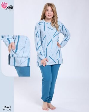 Rose Miss Pyjama imprimé – Réf 16671 – Bleu ciel