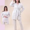 Rose Miss Ensemble pyjama et peignoir 3 pièces – Réf 16673 – Beige