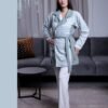 Rose Miss Ensemble pyjama et veste à carreaux 3 pièces – Réf 16682 – Vert d'eau