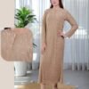 Rose Miss Chemise de nuit longue jacquard – Réf 16702 – Camel