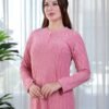 Rose Miss Chemise de nuit longue jacquard – Réf 16702 – Vieux rose