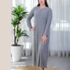 Rose Miss Chemise de nuit longue jacquard – Réf 16702 – Gris