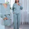 Rose Miss Pyjama boutonné jacquard – Réf 16730 – Vert d'eau