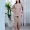 Rose Miss Pyjama boutonné jacquard – Réf 16730 – Beige