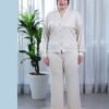 Rose Miss Pyjama boutonné jacquard – Réf 16730 – Écru