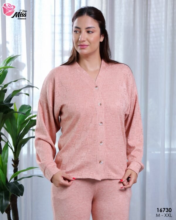 Rose Miss Pyjama boutonné jacquard – Réf 16730 – Corail