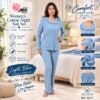 Rose Miss Pyjama boutonné coton volants – Réf 16737 – Bleu clair
