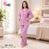 Rose Miss Pyjama boutonné coton volants – Réf 16737 – Rose