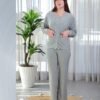 Rose Miss Pyjama boutonné jacquard – Réf 16744 – Gris
