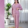 Rose Miss Pyjama boutonné jacquard – Réf 16744 – Vieux rose
