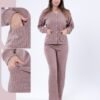 Rose Miss Pyjama boutonné côtelé – Réf 16746 – Taupe