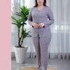 Rose Miss Pyjama boutonné côtelé – Réf 16749 – Gris