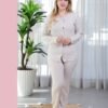 Rose Miss Pyjama boutonné côtelé – Réf 16749 – Beige