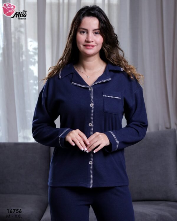 Rose Miss Pyjama boutonné – Réf 16756 – Bleu marine