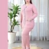 Rose Miss Pyjama boutonné côtelé – Réf 16758 – Rose