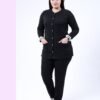 Rose Miss Pyjama boutonné côtelé – Réf 16772 – Noir Rose Miss Pyjama boutonné côtelé – Réf 16772 – Noir