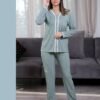 Rose Miss Pyjama boutonné côtelé – Réf 16791 – Vert d'eau