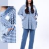 Rose Miss Ensemble pyjama et poncho à capuche 3 pièces – Réf 16809 – Bleu