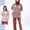 Rose Miss Ensemble pyjama et poncho à capuche 3 pièces – Réf 16809 – Marron