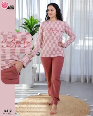 Rose Miss Pyjama pied-de-poule – Réf 16810 – Rose brique