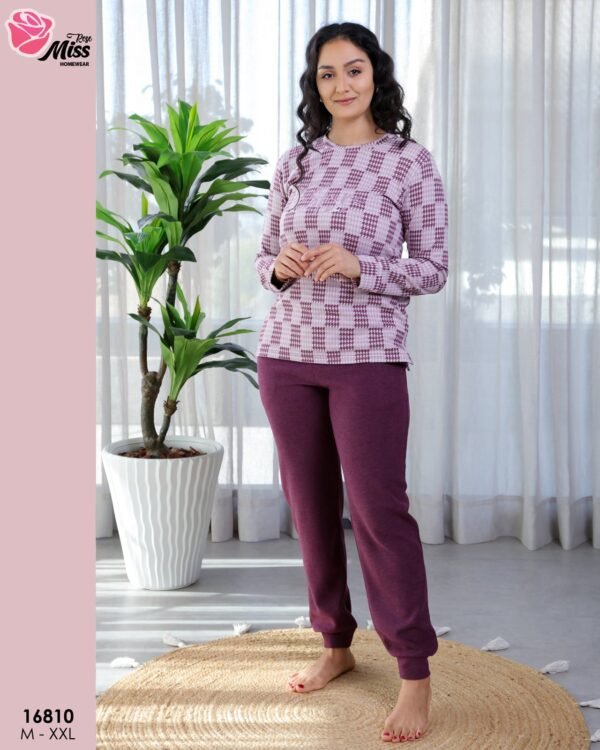 Rose Miss Pyjama pied-de-poule – Réf 16810 – Prune