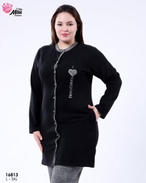 Rose Miss Pyjama tunique boutonnée – Réf 16813 – Noir