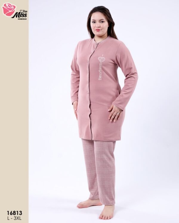 Rose Miss Pyjama tunique boutonnée – Réf 16813 – Vieux rose