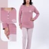Rose Miss Ensemble pyjama et gilet jacquard capuche 3 pièces – Réf 16831 – Rose