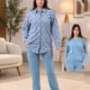 Rose Miss Pyjama chemise imprimée losanges – Réf 16836 – Bleu