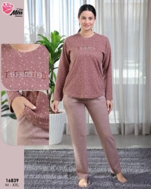 Rose Miss Pyjama imprimé étoiles – Réf 16839 – Vieux rose