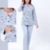 Rose Miss Pyjama boutonné imprimé – Réf 16856 – Bleu ciel