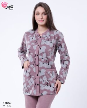 Rose Miss Pyjama boutonné imprimé – Réf 16856 – Vieux rose