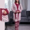Rose Miss Ensemble pyjama Noël et peignoir 3 pièces – Réf 16879 – Bordeaux