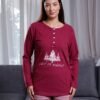 Rose Miss Ensemble pyjama Noël et peignoir 3 pièces – Réf 16879 – Rouge bordeaux