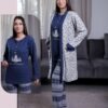 Rose Miss Ensemble pyjama Noël et peignoir 3 pièces – Réf 16879 – Bleu marine