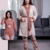 Rose Miss Ensemble pyjama Noël et peignoir 3 pièces – Réf 16879 – Terracotta