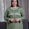 Rose Miss Chemise de nuit longue dentelle – Réf 16889 – Vert kaki