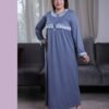 Rose Miss Chemise de nuit longue dentelle – Réf 16889 – Bleu jean