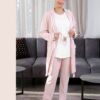 Rose Miss Ensemble pyjama ourson et peignoir 3 pièces – Réf 16912 – Rose pâle