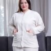 Rose Miss Pyjama polaire boutonné dentelle – Réf 16918 – Écru