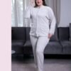Rose Miss Pyjama polaire boutonné dentelle – Réf 16918 – Gris clair
