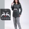 Rose Miss Pyjama imprimé rennes – Réf 16930 – Vert foncé