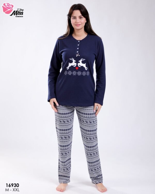 Rose Miss Pyjama imprimé rennes – Réf 16930 – Bleu marine