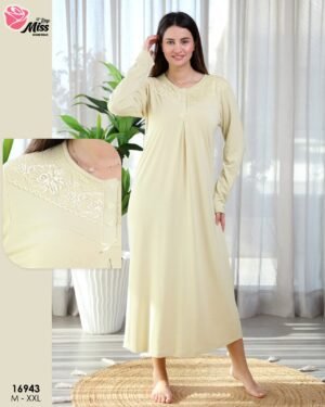 Rose Miss Ensemble robe de nuit et peignoir 2 pièces – Réf 16943 – Crème