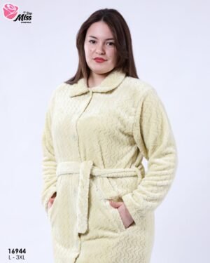 Rose Miss Robe de chambre polaire boutonnée – Réf 16944 – Jaune pâle