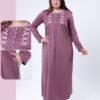 Rose Miss Chemise de nuit longue brodée – Réf 16949 – Mauve