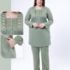Rose Miss Pyjama tunique brodée – Réf 16950 – Vert sauge