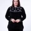 Rose Miss Pyjama velours brodé – Réf 16953 – Noir