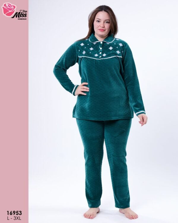 Rose Miss Pyjama velours brodé – Réf 16953 – Vert émeraude